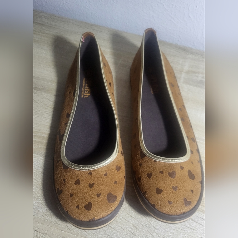 Splash‎ Brown Flats with Leopard Print
